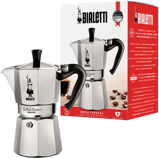 Bialetti Moka Express Percolator 9 Kops Aluminium